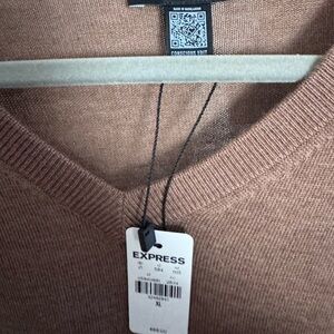 Express Men's Brown V-Neck Sweater